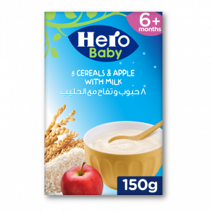 HERO BABY 8 CEREALS & APPLE WITH MILK 150 GM